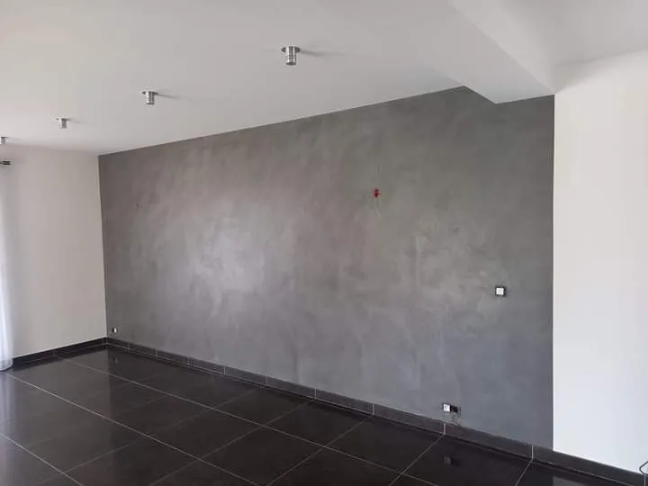 application de béton ciré sur un mur de salle à manger, Le Lavandou, Le Peintre